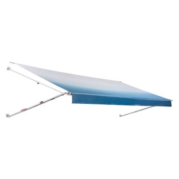 KFFKFF Manual RV Awning Complete Kit, 20.12FT Retractable Awning with Durable Aluminum Frame & Waterproof PVC Fabric, Outdoor Camping Trailer Shade Compatible with Most RVs (20FT Type, Gradient Blue)