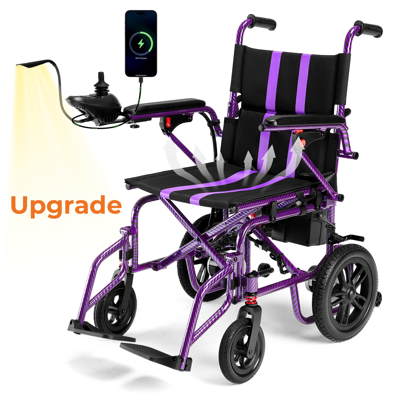 Arshin Electric Wheelchair for Adults - 20+ mile Motorized Wheelchair with 286+ lb Capacity,360°Joystick Control,Lightweight Foldable()