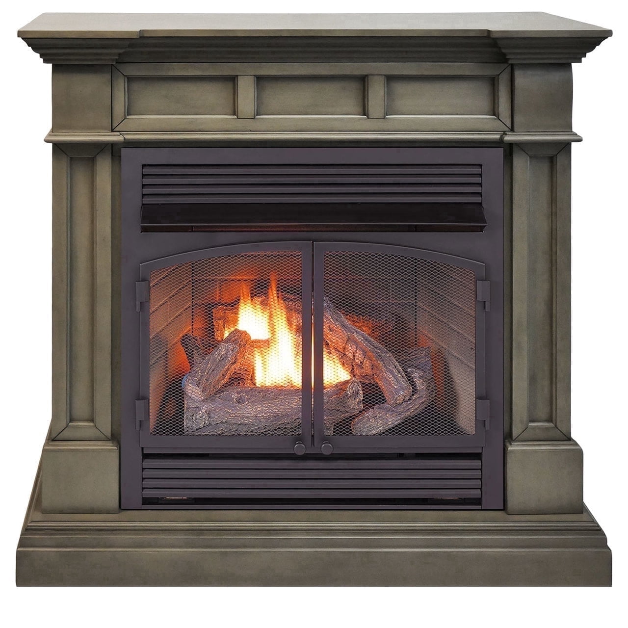 Duluth Forge Dual Fuel Ventless Gas Fireplace With Mantel - 32,000 BTU, Finish - Model# DFS-400R-2GR
