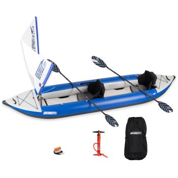 Sea Eagle 420X Explorer Inflatable Kayak- Fishing, Touring, Camping, Exploring & White Watering QuikSail Package