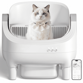 Osoeri Self Cleaning Cat Litter Box, Automatic Litter Box Self Cleaning,Open Top Large Litter Box for Multiple Cats,with Safety Protection, APP Control,Odor Removal,Mat and Waste Bags Included, Gray