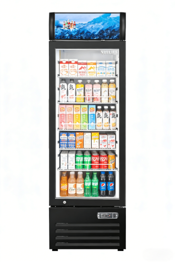VITLIFE 6.4 Cu.Ft. Commercial Merchandiser Refrigerator, One Glass Door Display Refrigerator with Adjustable Shelves, LED Light and Canopy, Auto Defrost, ETL Listed