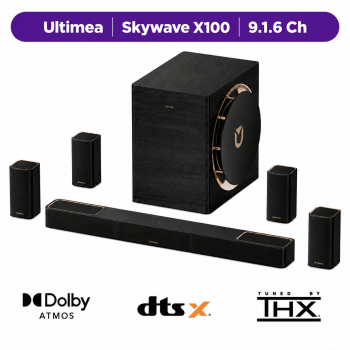 ULTIMEA Skywave X100 9.1.6 THX-Tuned Wireless Surround Sound System w/Dolby Atmos & DTS:X, 10 Subwoofers, 18Hz Low Frequency, 1500W Peak Power, 8K Pass-Through, AVR Grade Sound Bar