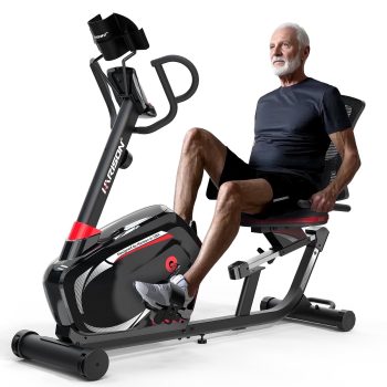 HARISON Recumbent Exercise Bike with 400 lbs Capacity, Magnetic Recumbent Bike for Adult and Seniors, Stationary Bike for Home with Smart Bluetooth App, 2 in 1 LCD Monitor and Tablet Holder