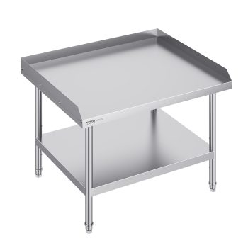 VEVOR Stainless Steel Work Table,30 x 36 x 26 Inch Commercial Food Prep Worktable,3-Sided Backsplash Heavy Duty Prep Worktable,Metal Work Table with Adjustable Height for Restaurant Home Hotel