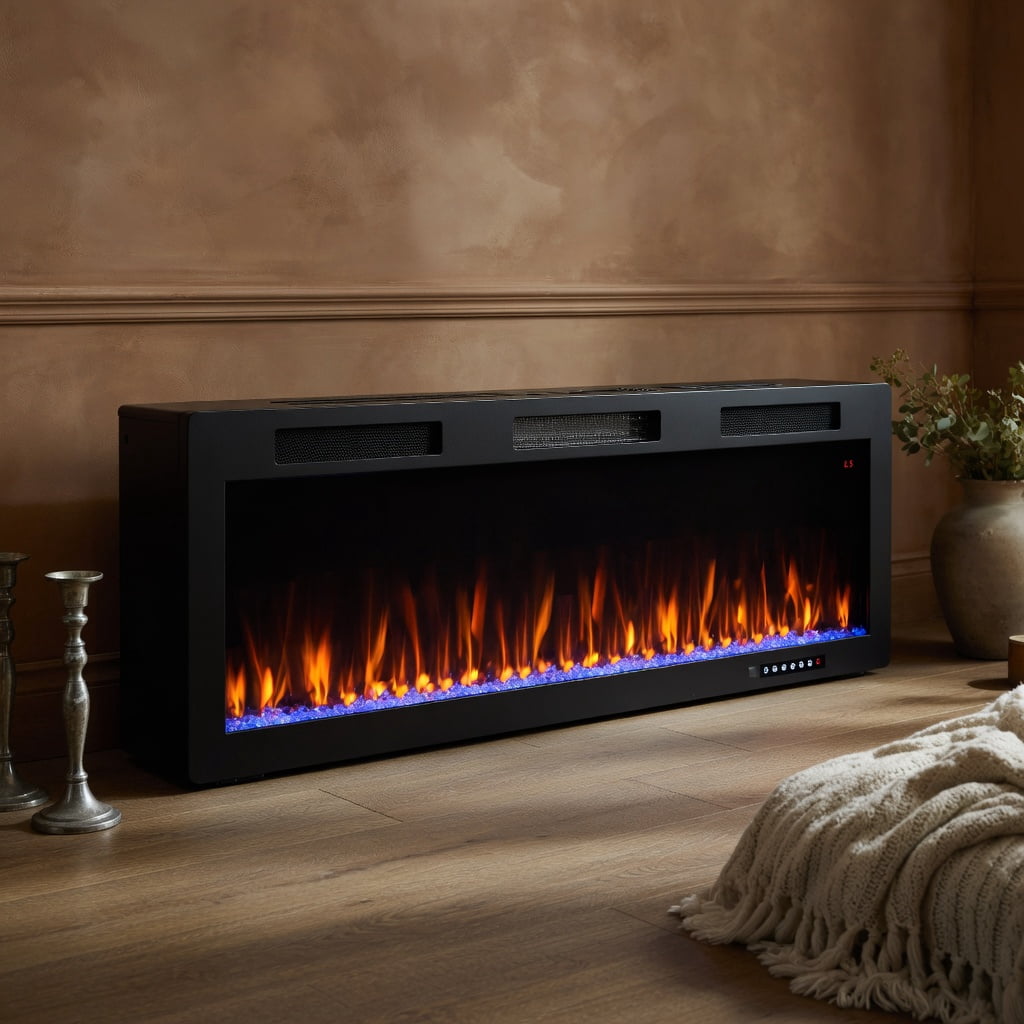 Resenkos Fireplace Heater,Electric Fireplace, Electric Fireplace 40/50/60 Inches Recessed and Wall Mounted for 2' x 6' Stud-50 inches