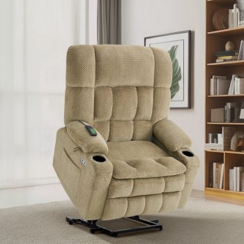 MCombo Oversized 27.2" Seat Width Dual Motor Power Recliner Lift Chair with Vibration and Heat for Height 5'7"-6'2", Infinite Position