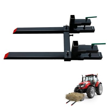 Anoncndin Clamp-On Pallet Forks, 43 in Tractor Forks, 2000 lbs Capacity, Heavy Duty Steel with Adjustable Stabilizer Bar, Tractor Bucket Attachment for Skid Steer, Farm & Construction