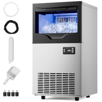 XUTUMM Commercial Ice Maker, 100 Lbs/24H Undercounter Ice Machine with 33 Lbs Storage Bin, 45 Ice Cubes, Adjustable Ice Thickness for Bar, Coffee Shop