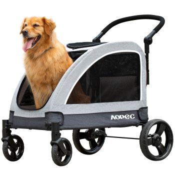 AOPEC Large Dog Stroller - Dual Entry Safety Folding Pet Stroller with Adjustable Handle, All-Terrain 4-Wheel, 160 lbs Weight Capacity for Travel & Outdoor Adventures