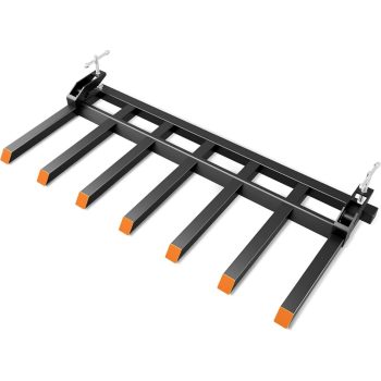 Garvee Clamp-On Debris Forks 7 Prong 5500 lbs Heavy Duty Pallet Fork Attachment for Tractors & Skid Steer Loaders, Fits 68-72 Inch Buckets with Dual Nut Locking Black