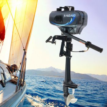 Loyalheartdy Grey 3.5 HP 2-Stroke Outboard Boat Motor with Water Cooling CDI System