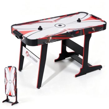 57" Foldable Air Hockey Table with LED Scoreboard, 12V Motor Arcade Game Table for Kids & Adults, Space-Saving Indoor Family Game Room Table