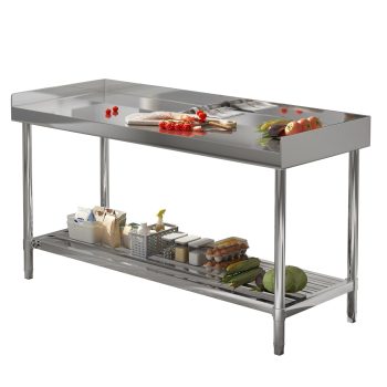 Garvee Stainless Steel Table 48"x24" with Backsplash for Prep & Work, Work Table with Adjustable Undershelf for Kitchen Restaurant