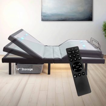 Lammaloe Electric Adjustable Bed Frame with Massage Feature and Wireless Remote, Zero Gravity Metal Adjustable Bed Base with 14" Storage, USB Ports, LED Lights