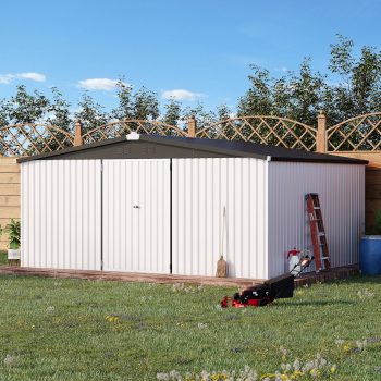 YODOLLA Outdoor Storage Shed with Lockable Door Patio Metal Garden Storage Building in for Outside
