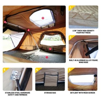 WOLFSTORM Hardshell Roof Top Tent Waterproof 2-3 Person Sunroof Car Roof Tent Car Truck SUV Camping With Ladder Tent Camping Travel