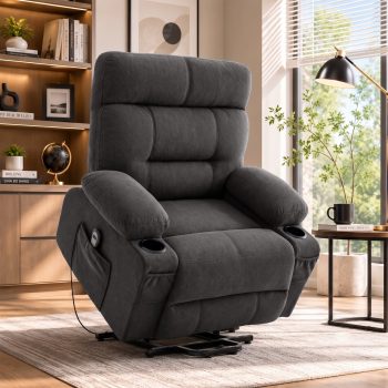 GASEE Power Lift Electric Recliner Chair for Elderly - Heavy Duty Safe Reclining Mechanism, Fabric Sofa for Living Room,Dark