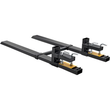 Heavy Duty 60" Pallet Forks, 4000 lb Capacity Adjustable Clamp-On Forks for Tractor Buckets, S Steer Loaders, and Front End Loaders