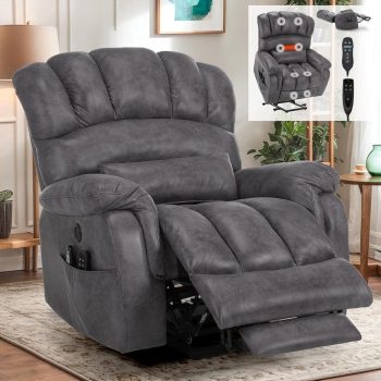 EPICOZY Tall Man Dual Motor Oversized Power Lift Recliner Chair with Extend Footrest, Infinite Position, Lay Flat Sleeper Electric Recliner W/Massage and Heat, Lumbar Pillow, USB &Type-C Port