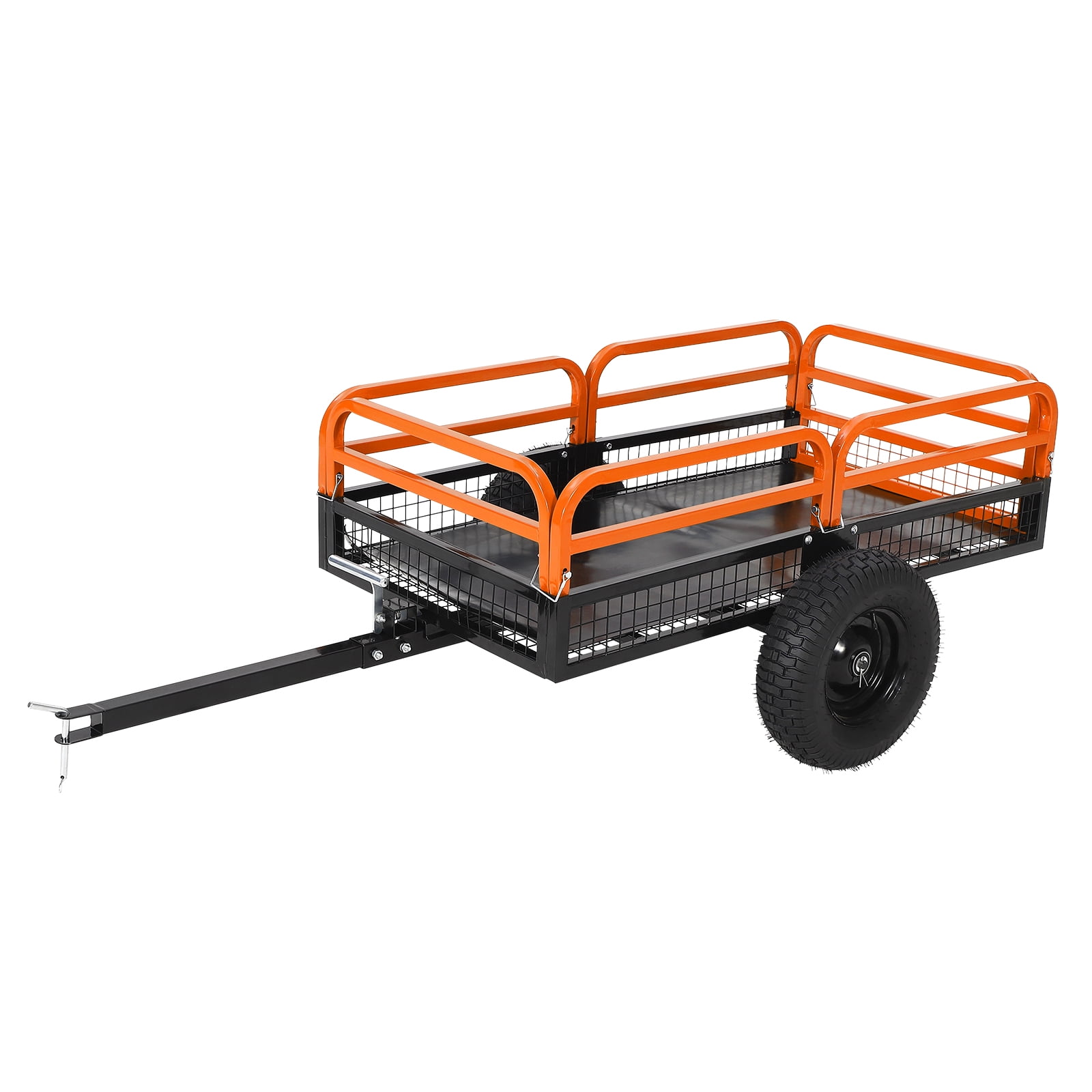 1500 Lbs Garden Cart, 15 Cu.ft Garden Utility Trailer Steel Dump Cart with Removable Sides, Hand Pull or Foot Pedal Dumping for ATV UTV Lawn Mower Tractor