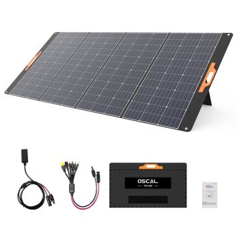 OSCAL 400W Portable Foldable Solar Panel Charger, 23% High Efficiency Monocrystalline ETFE, IP67 Waterproof Adjustable Kickstand for Power Station RV Camping Home Emergency Backup