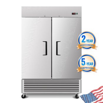 ORIKOOL 54" Commercial Expandable Upright Freezer, Double Door Stainless Steel