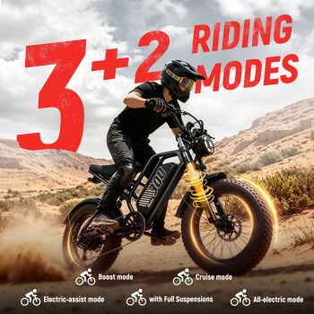 ESKUTE V300 Electric Bike for Adults & Teens, 749W Motor, 19MPH Max Speed, 48V 20.8Ah Removable Battery, 20" x 4.0" Fat Tires, 7-Speed, NFC Unlock, UL2849