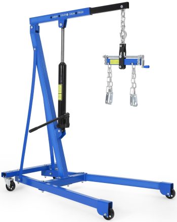 Portable Hydraulic Engine Hoist 1 5 Ton (3000 LBS) Capacity Shop Crane with Telescopic Boom 4 jack hook pole Blue