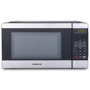 Farberware 0.7 cu ft Microwave Oven, 700W Compact Microwave Oven with Smart Sensor, Stainless Steel