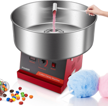Cotton Candy Machine Commercial, 1000W Cotton Candy Maker Machine, Candy Floss Maker with Stainless Steel Bowl, and Sugar Scoop,for Family Party, Kids Birthday Red
