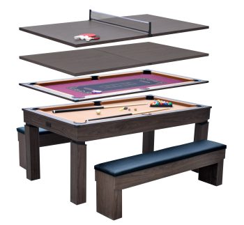 Barrington Billiards 6 ft 4-in-1 Multi Game Pool Table with Dining Top, Table Tennis Set and Poker Mat, Tan