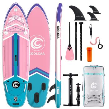 COOLCAA 11' Pink Inflatable Stand Up Paddle Board, 420 lb Capacity SUP