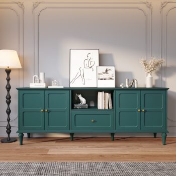 HLR Mid Century 67" TV Stand, for TVs up to 75", Living Room Entertainment Center with 4 Door Storage Cabinet