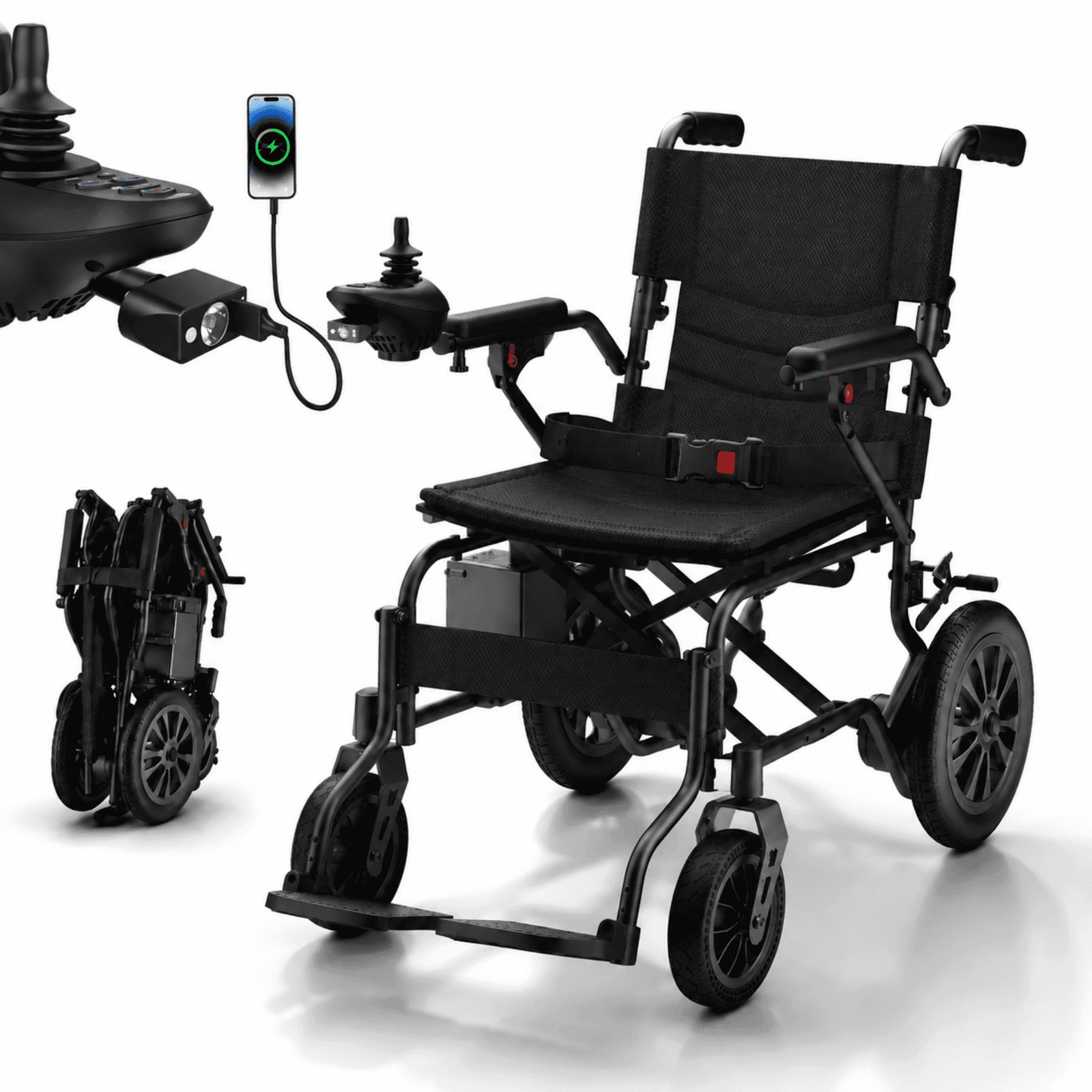 Electric Wheelchair for Adults, Lightweight Foldable Motorized Wheelchair for Seniors, 500W All Terrain Power Wheelchair with 15+ Miles Long Range, 350 lbs Capacity