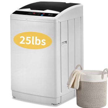 UbesGoo Portable Washing Machine, Full-Automatic Electric Laundry Machine with Stainless Steel Drum,Compact Washer, Washer and Dryer Combo with Drain Pump for Apartment, Dorms, RV