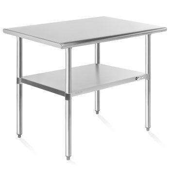 KUTLER Stainless Steel Table for Prep and Work 30 x 48 Inches, NSF Heavy Duty Commercial Kitchen Table for Restaurant