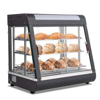 Ktaxon Commercial Food Warmer Display Pizza Warmer, 3-Tier Electric Countertop Food Warmer w/LED Lighting Adjustable Removable Shelves Glass Door, Pastry Display Case for Buffet Restaurant 1200W