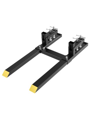 Pallet Forks, 6000 Lbs Clamp on Pallet Forks for Tractor Attachments, Skid Steer, Loader Bucket 65" Total Length Quick Attach Skid Steer Loader Pallet Fork with Adjustable Stabilizer Bar