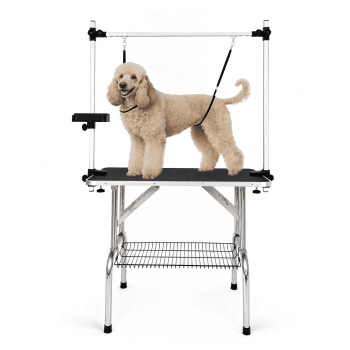Baohe 36" Dog Grooming Table,Foldable Home Pet Bathing Station with Adjustable Height Arm/Noose/Mesh Tray