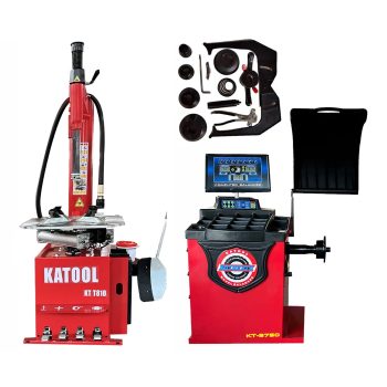 2.0HP Katool KT-T810 Tire Changing Machine with Bead Blaster & KT-B750 Automatic Wheel Balancer with Multiple Mode for Car/Truck Tires, Garage Use