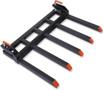 Clamp on Debris Forks to 48" Bucket, Heavy Duty 5 Fork Tines Clamp-on Pallet Attachments with 2500 LBS Capacity Fit for Tractor Bucket, Skid Steer Loader