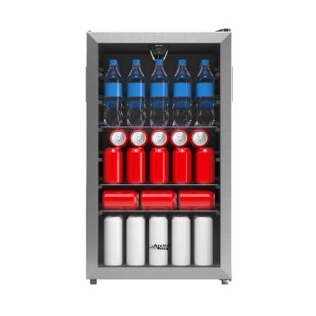 Arctic King 115-Can Beverage Cooler, Glass Door Mini Fridge, Freestanding Drink Refrigerator for Soda, Beer & Wine, Silver