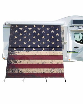 4th of July RV Awning Sun Shade Screen 9'X7' Retro USA Flag Mesh Sunscreen Freedom Awning Shade Screen with Zipper UV Blocker Completed Kits Universal Outdoor Canopy for RV Motorhome Camper Travel