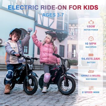 HOVERMAX 12V Electric Dirt Bike 150W Motor Max Speed 10 mph Powered Ride on for Child aged 3-7