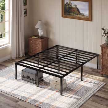 Einfach Bed Frame, 18'' Metal Platform Bed with 16.6'' Under-Bed Storage Space, Heavy Duty, No Box Spring Needed