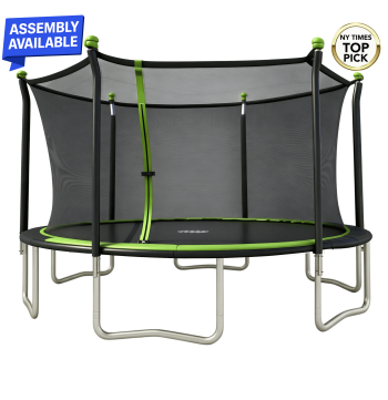 Sportspower BouncePro 14ft Trampoline Meets ASTM Safety Standards, Heavy-Duty Rust-Resistant Steel Frame, UV-Resistant Jump Mat & Safety Net