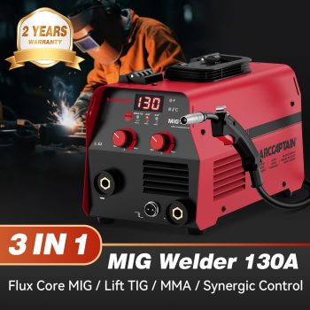ARCCAPTAIN MIG Welder 130A, 3 in 1 Flux Core MIG/Lift TIG/Stick Welding Machine