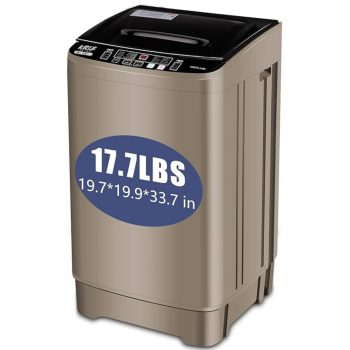 Portable Washing Machine 17.7 lbs Full Automatic Washer and dryer Machine with 10 Programs & 8 Water Levels Lavadora for Apartment,Bathroom,RV, Gold