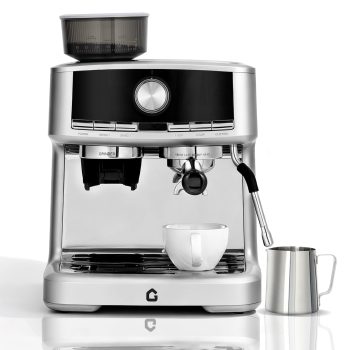 Danolapsi 20 Bar Espresso Machine with Built-in Grinder, Stainless Steel Coffee Maker with Milk Frother Steam Wand, 1.5L Removable Water Tank, Adjustable Shot Volume for Home & Office